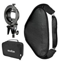 Godox softboks til strobist-håndflash 80x80cm m dobbelt diffuser og beslag t stativ, foldbar+speedring til bowens s-bajonet 1