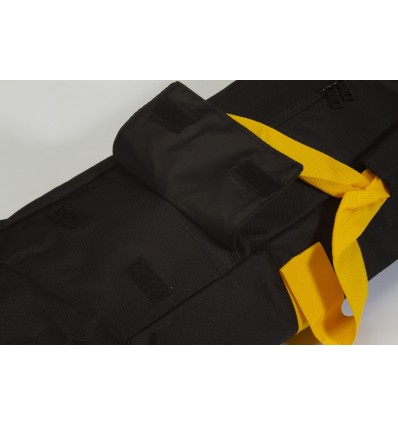 Lille stativ taske m. gul håndtag m. lomme på front