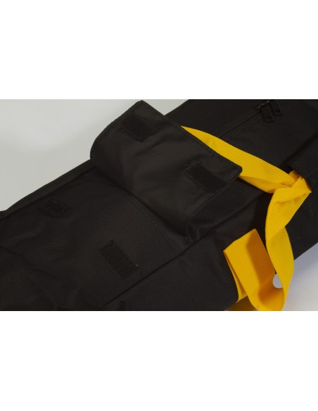 Lille stativ taske m. gul håndtag m. lomme på front