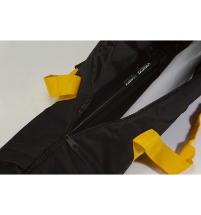 Lille stativ taske m. gul håndtag m. lomme på front