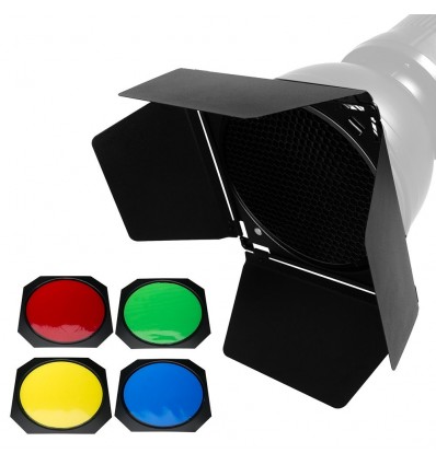 Barndoor med bicelle og 4 farvefiltre til Godox keylight reflektor