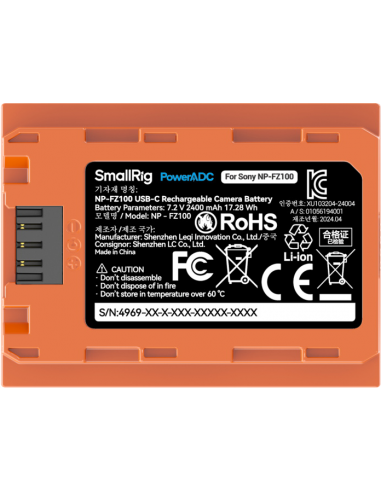 SmallRig 4969 NP-FZ100 USB-C...