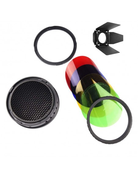 Barndoor med bicelle og 4 farvefiltre til AD400pro keylight reflektor