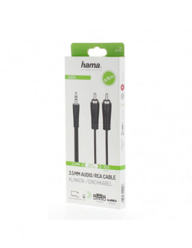 HAMA Cable Audio 3.5-2x RCA Black 0.75m