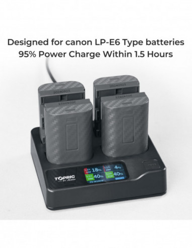 ACCSOON TopRig 100W 4-Bay 4-Bay LP-E6...