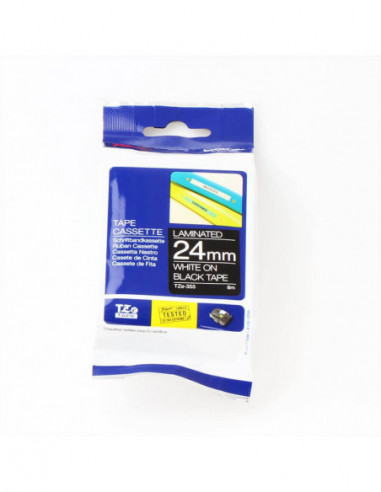 BROTHER Tape TZE-355 24mm White on Black