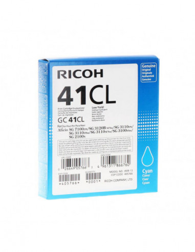 RICOH Gel 405766 GC 41 Cyan Low Yield