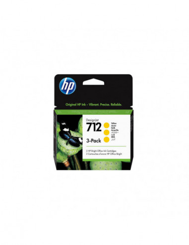 HP Ink 3ED79A 712 Yellow 3-pack
