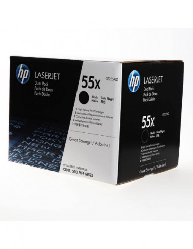 HP Toner CE255XD 55X Black 2-pack