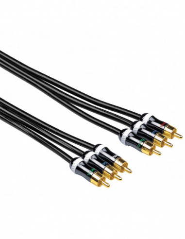 HAMA Kabel 3xRCA-3xRCA  Guld Svart 3m