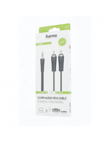 HAMA Cable Audio 3.5-2x RCA Black 1.5m
