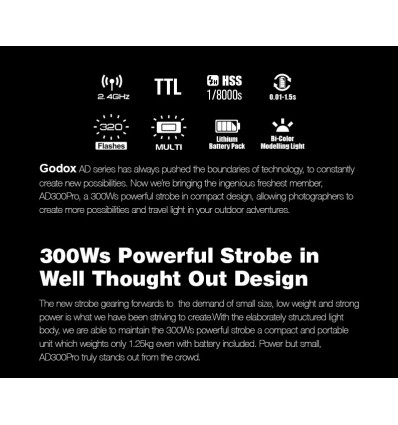 Godox Witstro AD300pro 300W Outdoor Strobe Flash