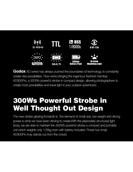Godox Witstro AD300pro 300W Outdoor Strobe Flash