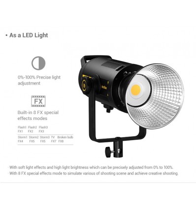 Godox FV150 kombineret flash og LED lampe med HSS, lyseffekter