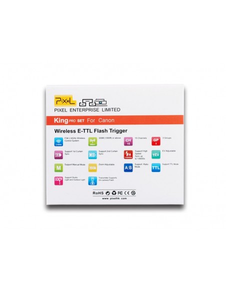 Pixel King PRO Wireless TTL FlashTrigger Canon m High Speed Sync 1/8000 second 24