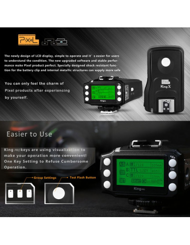 Pixel King PRO Wireless TTL FlashTrigger Nikon m High speed sync 1/8000 sekund 45