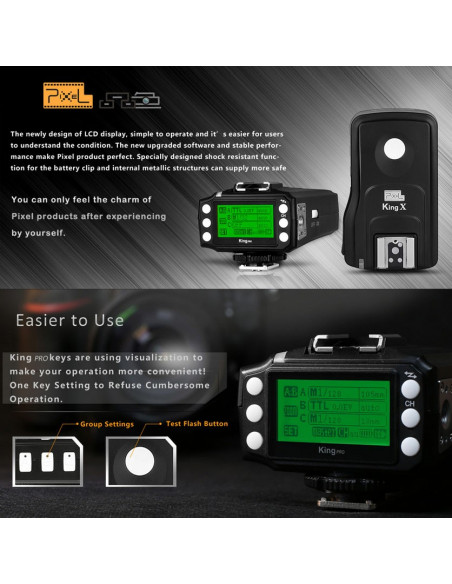 Pixel King PRO Wireless TTL FlashTrigger Nikon m High speed sync 1/8000 sekund 45