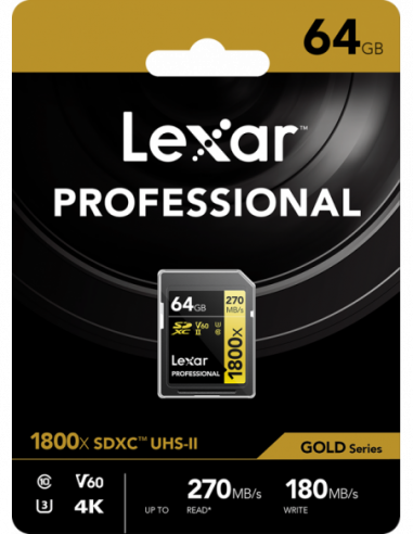 Lexar Pro 1800x SDXC U3 (V60) UHS-II...