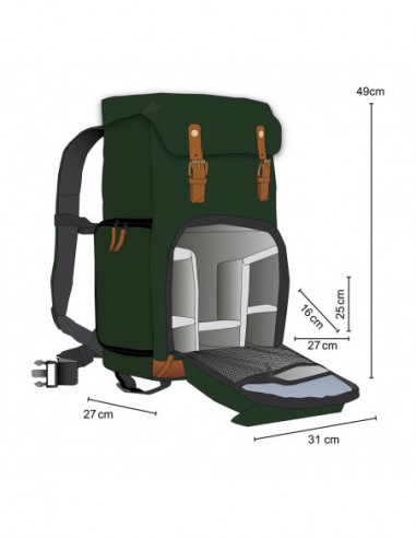 Mantona photo backpack Luis green, retro