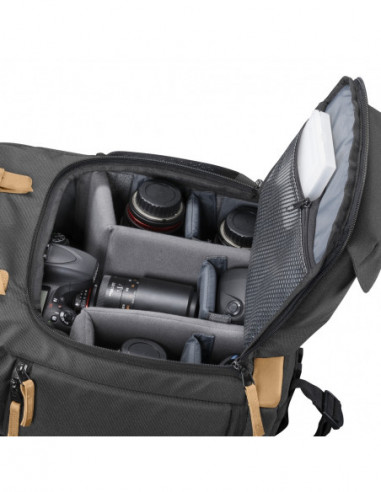 Mantona photo backpack Luis black, retro