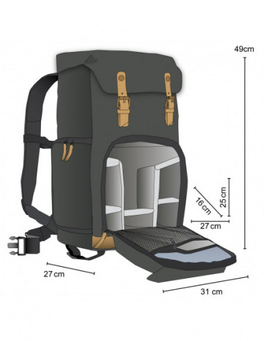 Mantona photo backpack Luis black, retro