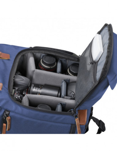 Mantona photo backpack Luis blue, retro