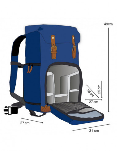 Mantona photo backpack Luis blue, retro