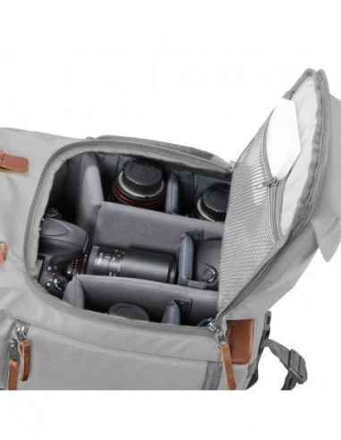 Mantona photo backpack Luis grey, retro