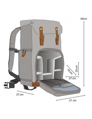 Mantona photo backpack Luis grey, retro