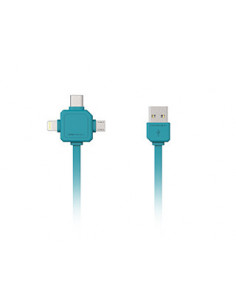 3 in 1 USB kabel blauw