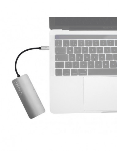 Premium 4 Port USB C Hub Space Grijs