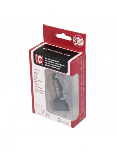 Duo USB Auto Lader 4.8 amp Zwart