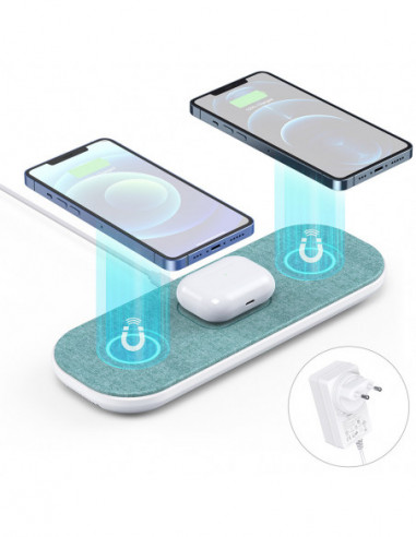 10W 3 in 1 Fast Wireless Charger Pad...