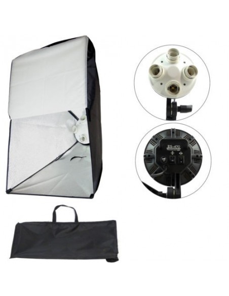 2 x SLH5 Komplet Video pakke - Avanceret - Videolys m boom stativ, lampehoved, softboks 10 x 125watt lavenergi pærer 0