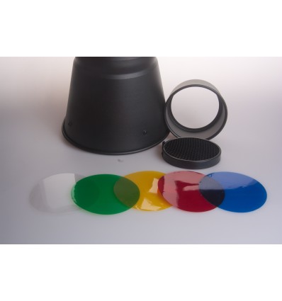 Snoot med bicelle og 4 farvefiltre - Til bowens S bajonet 3 punktsfatning 4