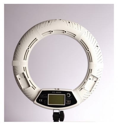 3200-5500 Kelvin : Sort bagpanel ( Yidoblo LED Ring Light 96 watt ) LCD display & Fjerbetjening