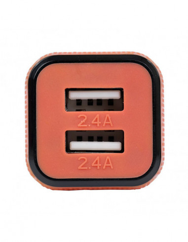 Duo USB Auto Lader 4.8 amp Zwart / Rood