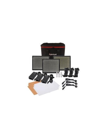 Aputure Amaran 528 Kit, 3 lamper - Video LED sæt - CRI95+ Batteri og 220volt, m taske, knækled, lader+ 6 stk 6600mah sony batt