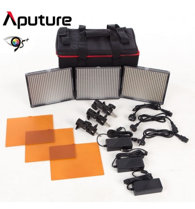 Aputure Amaran 528 Kit, 3 lamper - Video LED sæt - CRI95+ Batteri og 220volt, m taske, knækled, lader+ 6 stk 6600mah sony batt